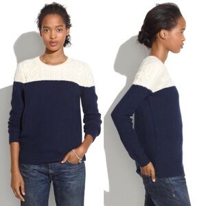 Madewell Colorblock Cableknit Sweater